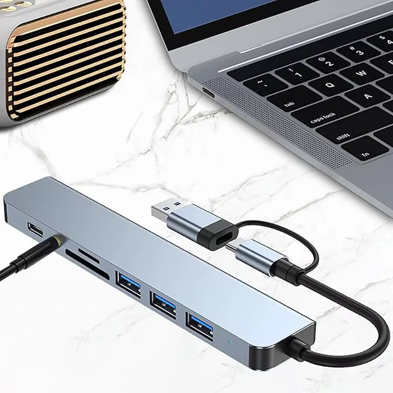 8 in 1 USB C Hub with Card Reader and Audio Port