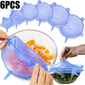 Reusable Silicone Stretch Lids for Food Storage, 6Pcs