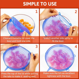 Reusable Silicone Stretch Lids for Food Storage, 6Pcs