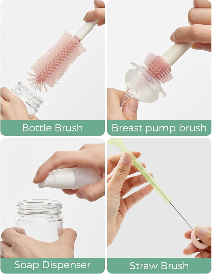 Baby Bottle Brush Kit with Push Press Foam Cleaning Design