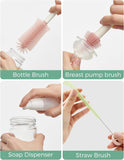 Baby Bottle Brush Kit with Push Press Foam Cleaning Design