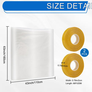 Window Insulation Kit, 63 × 394 Inch Plastic Window Covering for Winter