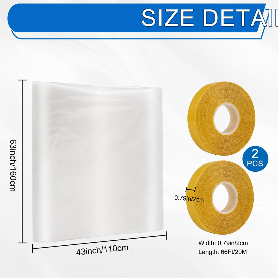 Window Insulation Kit, 63 × 394 Inch Plastic Window Covering for Winter