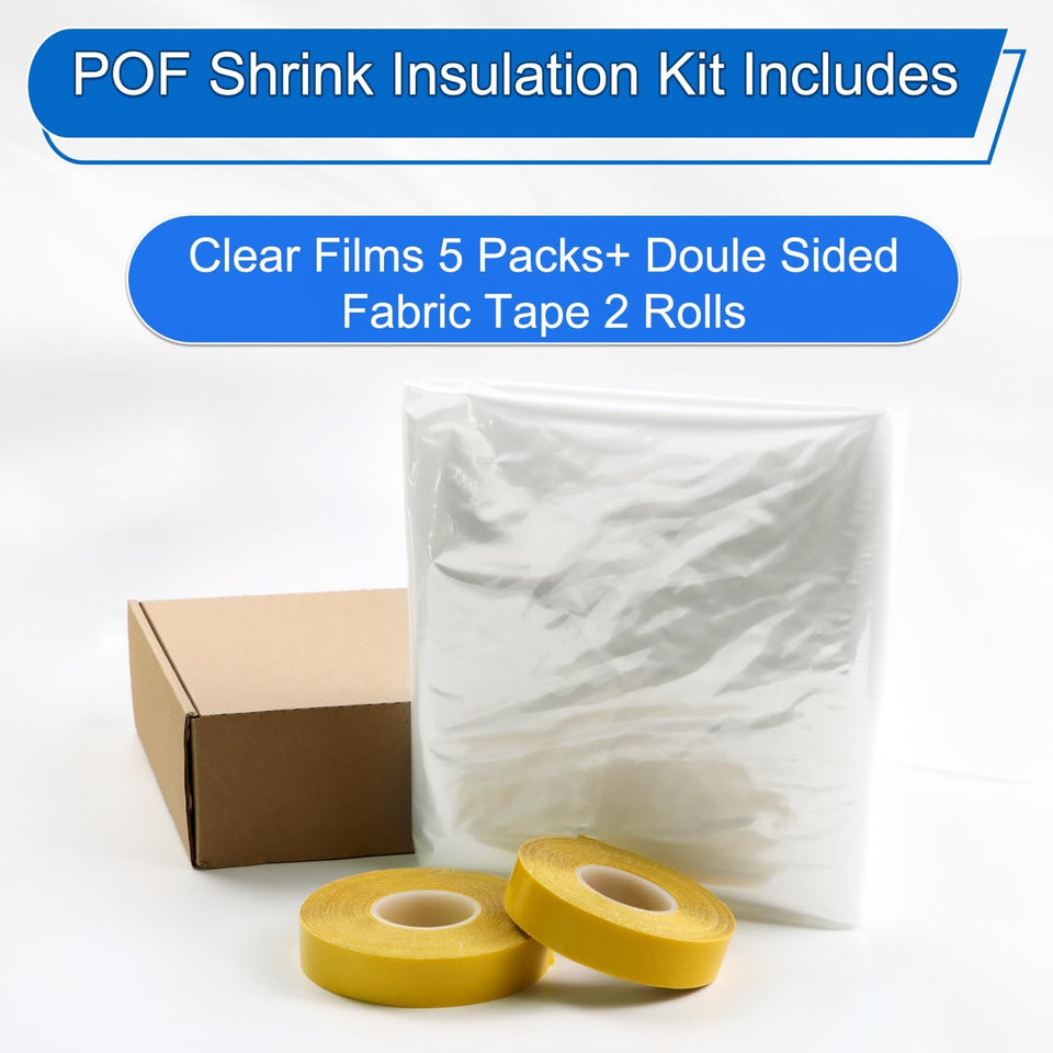 Window Insulation Kit, 63 × 394 Inch Plastic Window Covering for Winter