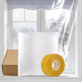 Window Insulation Kit, 63 × 394 Inch Plastic Window Covering for Winter