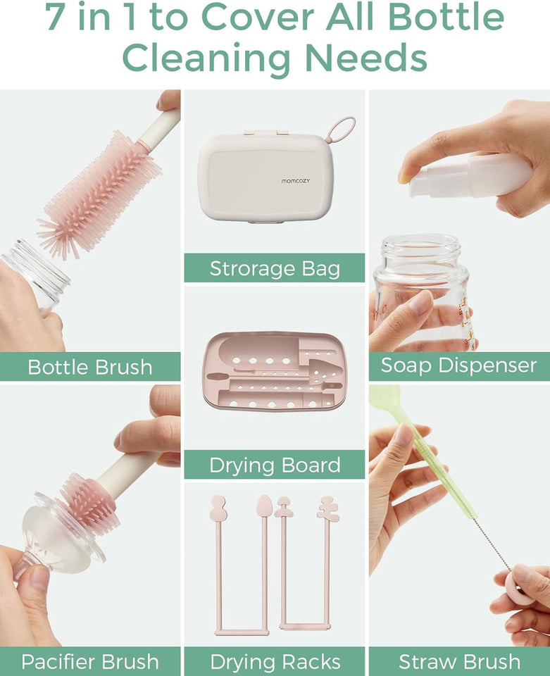Baby Bottle Brush Kit with Push Press Foam Cleaning Design