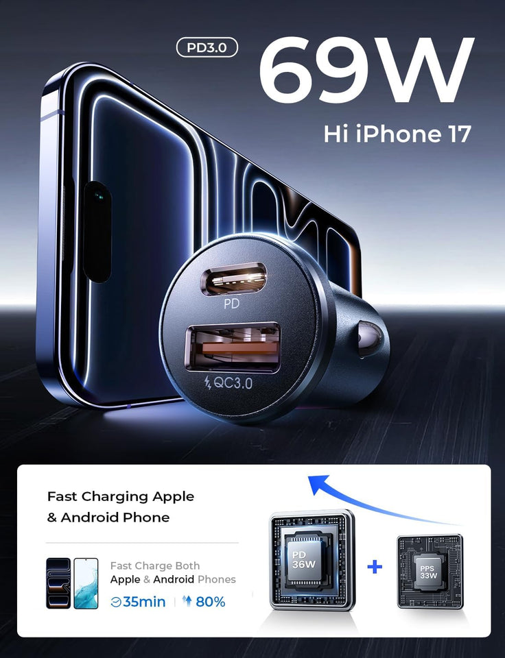 69W USB C Fast Car Charger Adapter