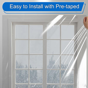 Window Insulation Kit, 63 × 394 Inch Plastic Window Covering for Winter