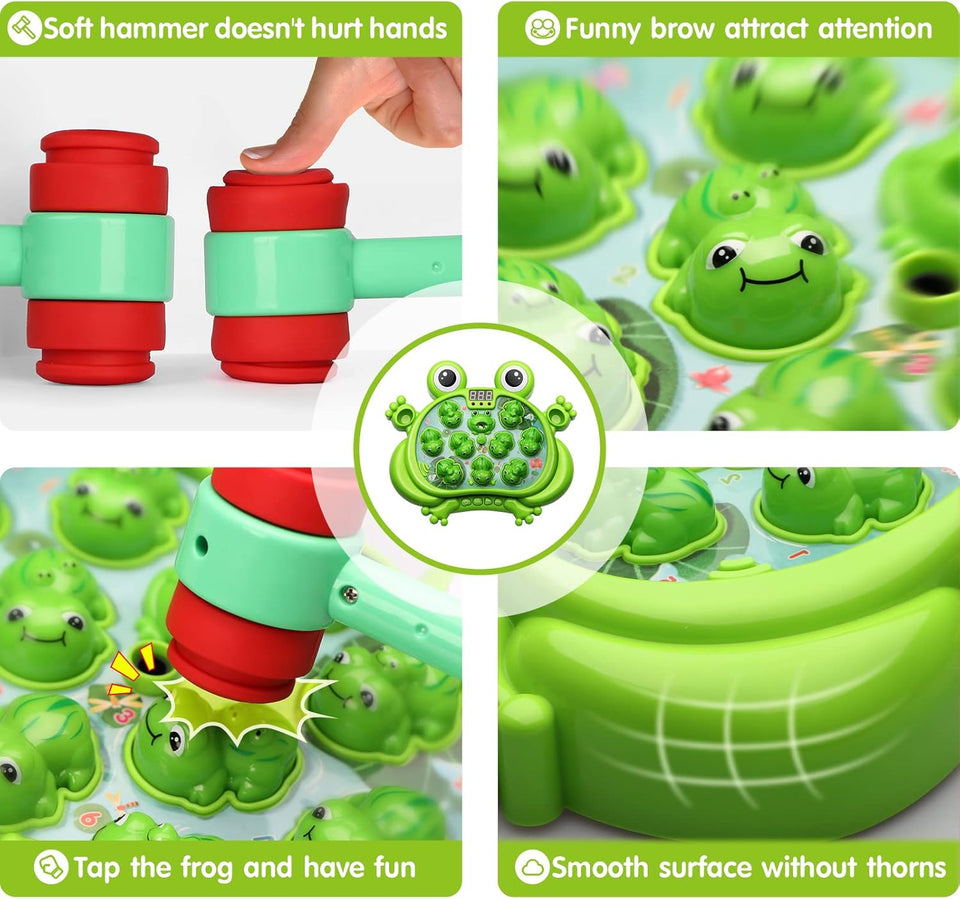Interactive Whack A Frog Toddler Toy with Lights Music and 2 Hammers