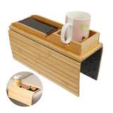 Couch Cup Holder Bamboo Wood Sofa Armrest Tray with Anti Slip Design Foldable