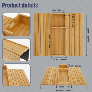 Couch Cup Holder Bamboo Wood Sofa Armrest Tray with Anti Slip Design Foldable