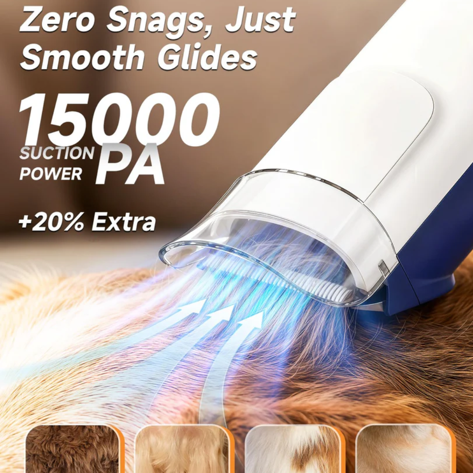 Pet Grooming Vacuum Kit 15000Pa Dog Hair Clipper