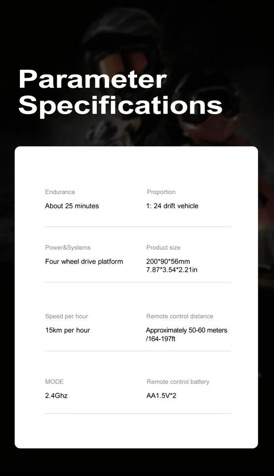 4WD RC Drift Car 2.4G High Speed 20 km/h with LED Lights