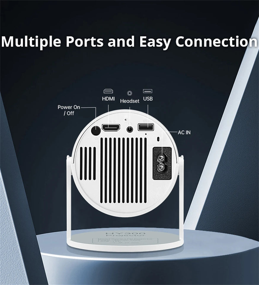 Portable Android 11 Projector WiFi 6 Bluetooth 5.0 720p Native 4K Support