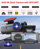 4K Dash Cam Car Camera with Night Vision and GPS