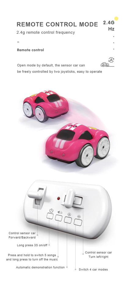 Rechargeable Smart Toy Car for Kids Obstacle Sensing and Fun Lights
