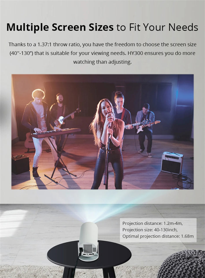 Portable Android 11 Projector WiFi 6 Bluetooth 5.0 720p Native 4K Support