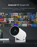 Portable Android 11 Projector WiFi 6 Bluetooth 5.0 720p Native 4K Support