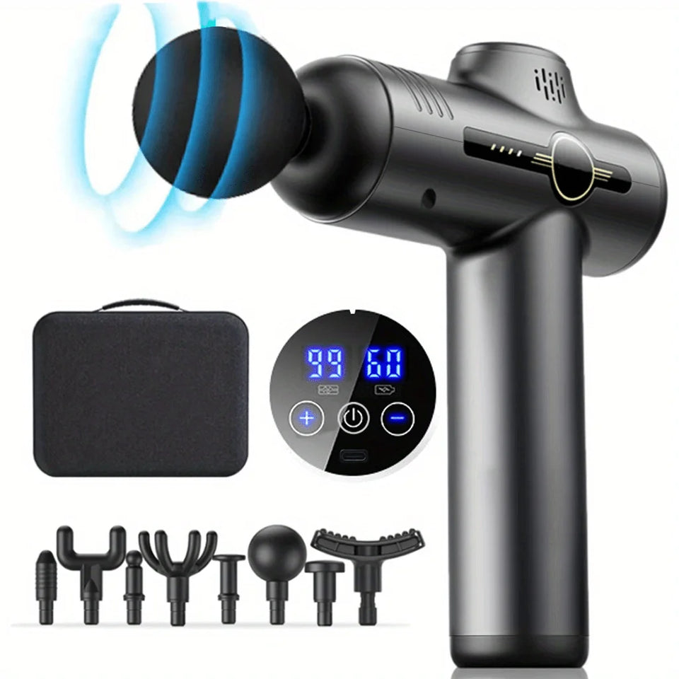 Deep Tissue Massage Gun for Pain Relief – 8 Heads | Portable Muscle Massager
