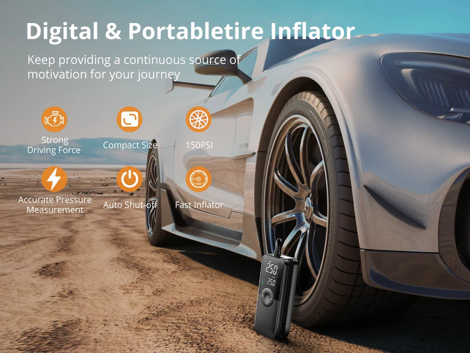 Portable Tire Inflator Rechargeable Air Compressor Pump