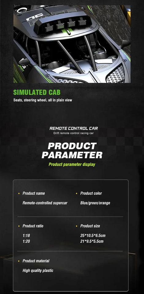 1:18 High Speed Drift RC Racing Car Remote Control Toy