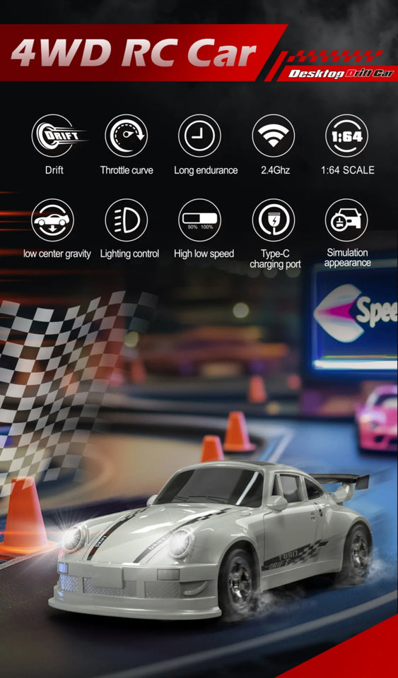 KF20 1:64 Mini Drift RC Car Four Wheel Remote Control Desk Racer