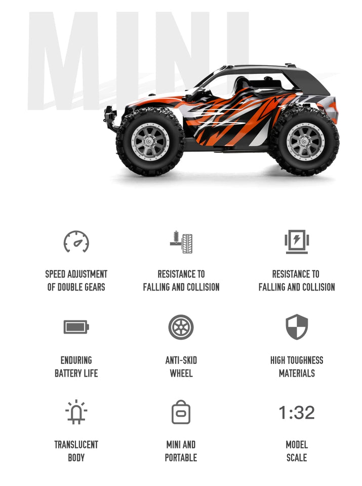 1:32 Mini RC Car 20 km/h 2.4GHz Off Road Drift Crawler
