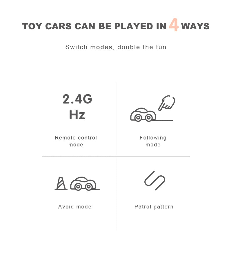 Rechargeable Smart Toy Car for Kids Obstacle Sensing and Fun Lights
