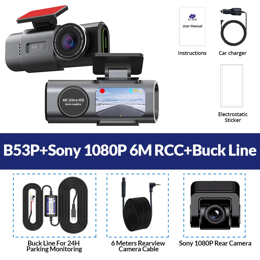 4K Dash Cam Car Camera with Night Vision and GPS