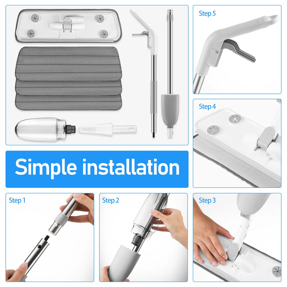 Refillable Spray Mop with Microfiber Pads