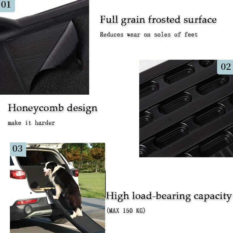 Folding Pet Ramp for Cars and SUVs with Side Rails