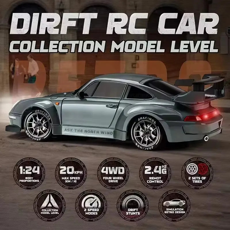 4WD RC Drift Car 2.4G High Speed 20 km/h with LED Lights