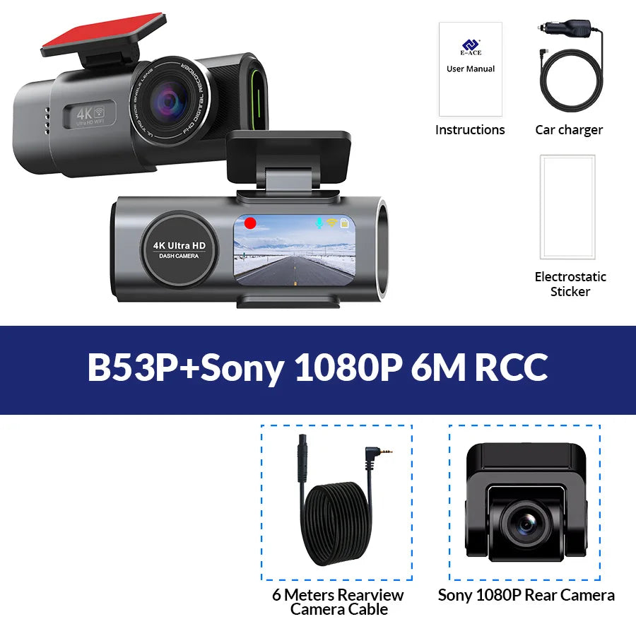4K Dash Cam Car Camera with Night Vision and GPS