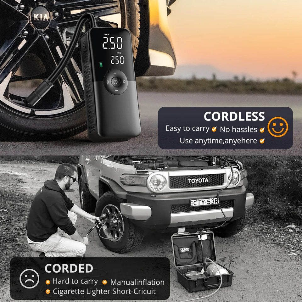 Portable Tire Inflator Rechargeable Air Compressor Pump