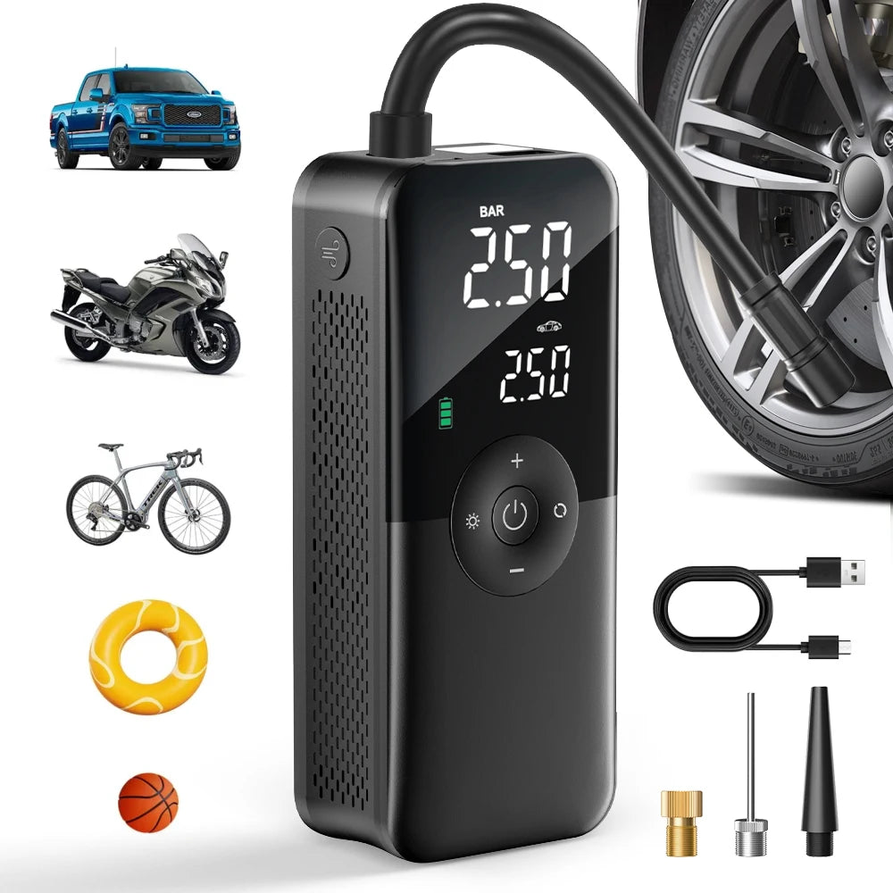 Portable Tire Inflator Rechargeable Air Compressor Pump