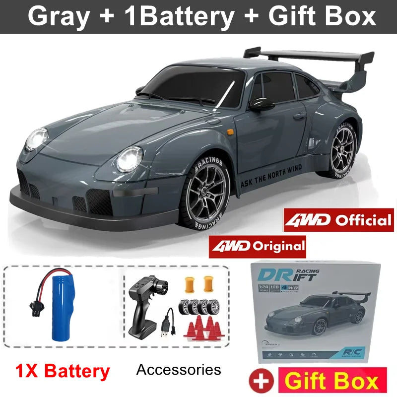 4WD RC Drift Car 2.4G High Speed 20 km/h with LED Lights