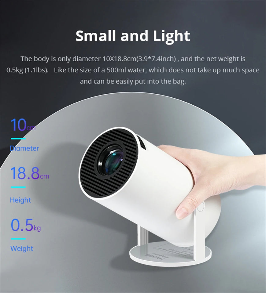 Portable Android 11 Projector WiFi 6 Bluetooth 5.0 720p Native 4K Support