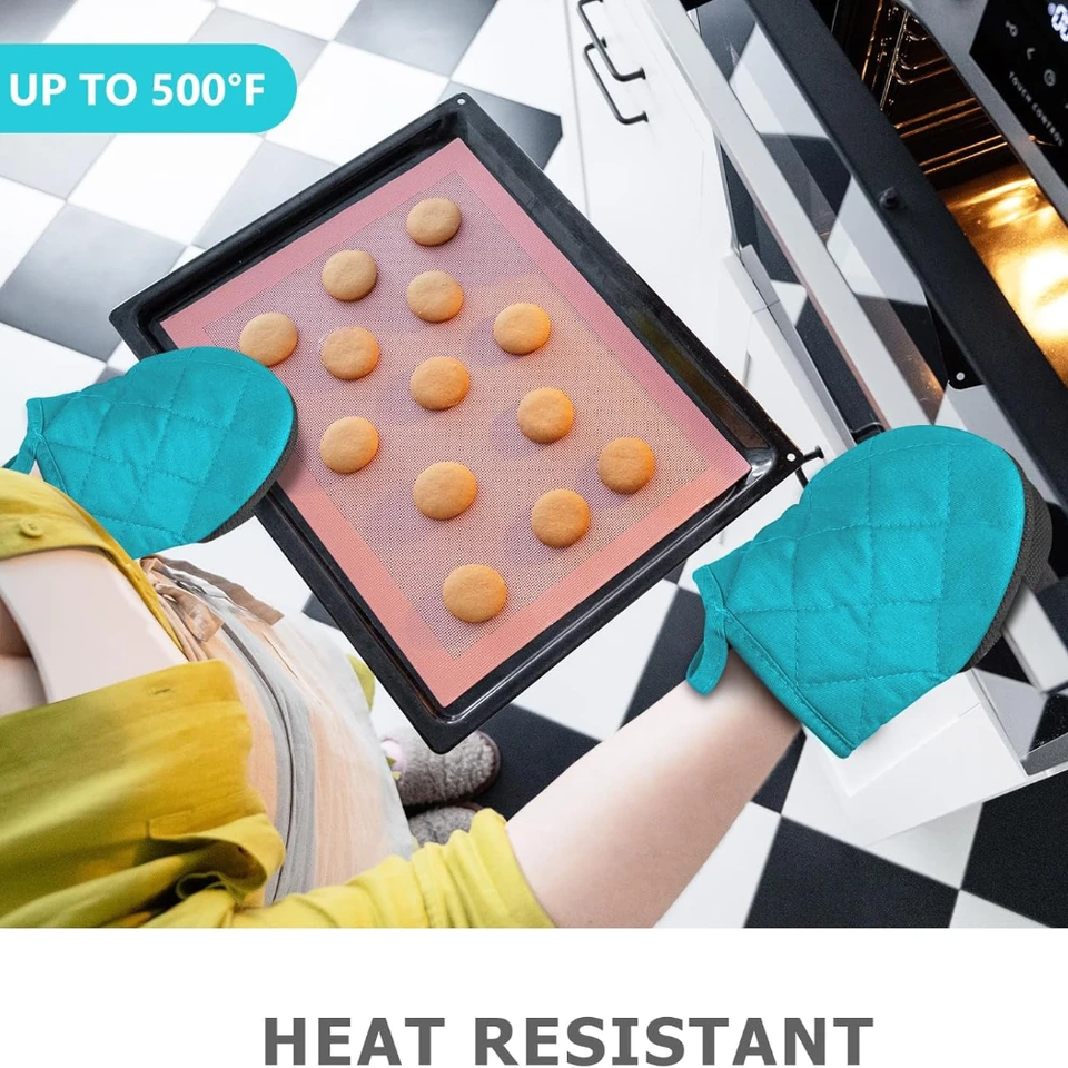 Heat Resistant Kitchen Oven Mitts with Non-Slip Grip, 1 Pair