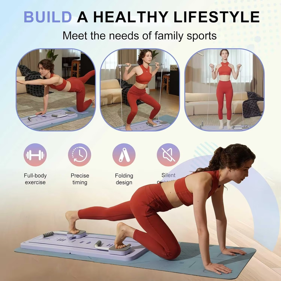 Multifunctional Pilates Board with Resistance Bands