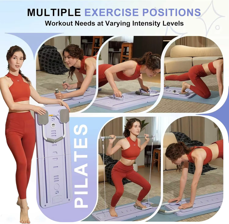 Multifunctional Pilates Board with Resistance Bands