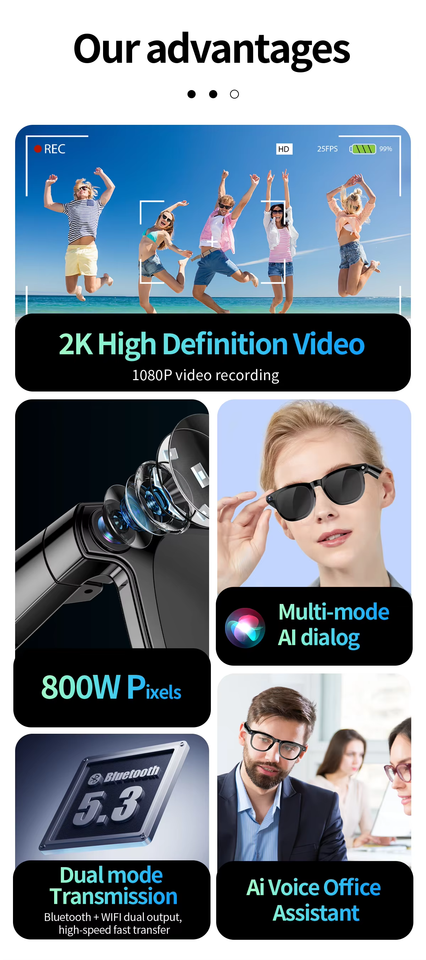 4K Smart AI Glasses with Camera Bluetooth Calls and Translation