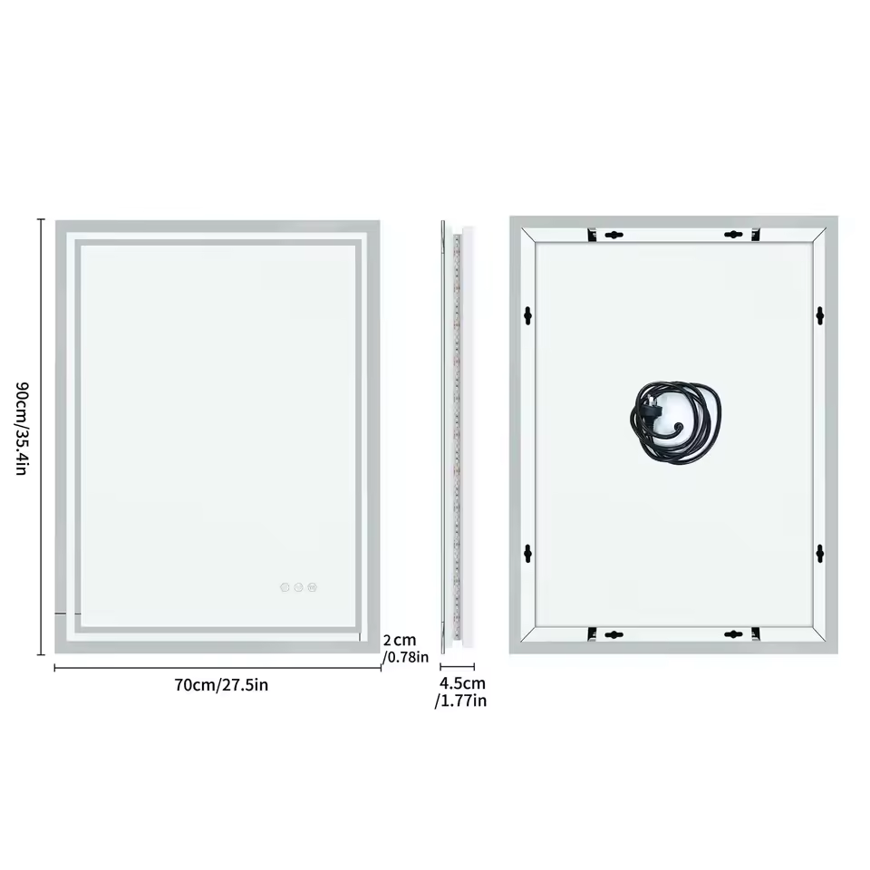 LED Bathroom Mirror with Anti Fog Touch Light