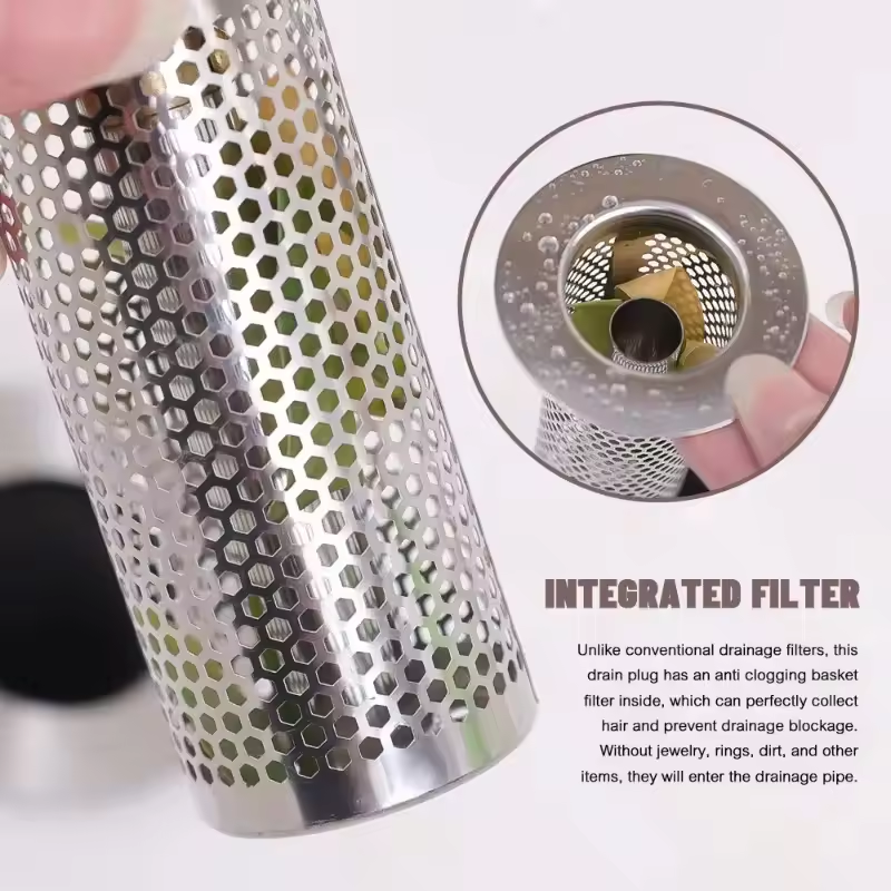 Stainless Steel Pop-Up Sink Stopper with Hair Catcher