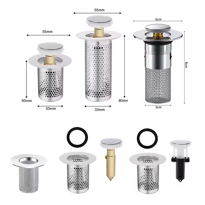 Stainless Steel Pop-Up Sink Stopper with Hair Catcher