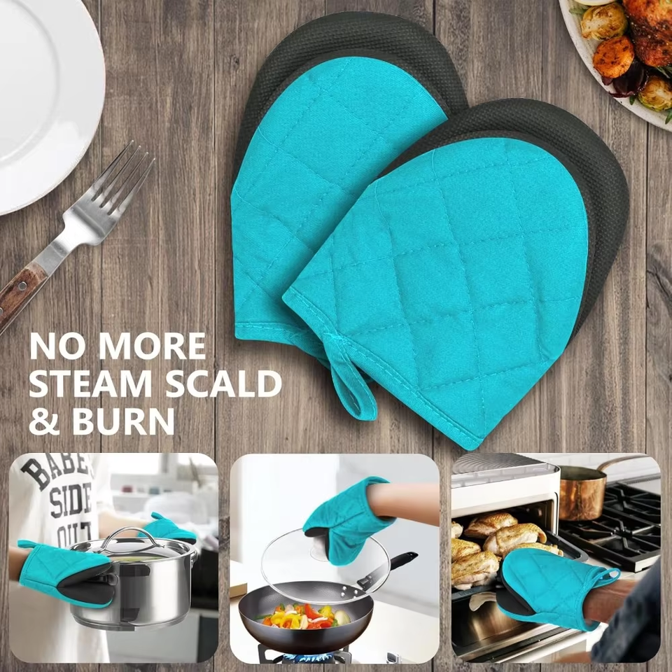 Heat Resistant Kitchen Oven Mitts with Non-Slip Grip, 1 Pair