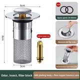 Stainless Steel Pop-Up Sink Stopper with Hair Catcher